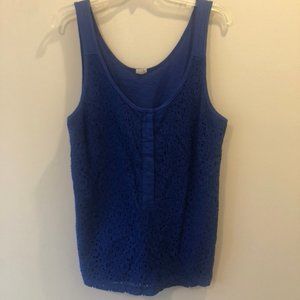 J Crew Blue Lace Front Tank Top